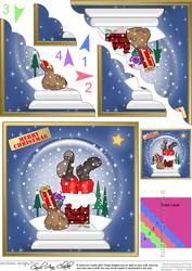 Santa Got Stuck Xmas Snowglobe Scallop Corner Side Stacker
