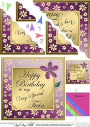 To My Twin Birthday Scallop Corner Side Stacker Topper