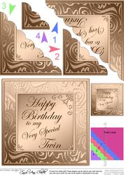 To My Twin Birthday Scallop Corner Side Stacker Topper