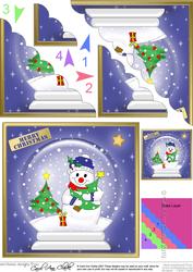 Cheeky Snowman Snowglobe Scallop Corner Side Stacker