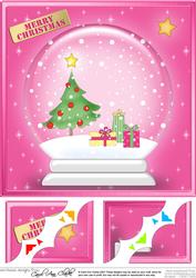8 x 8 Xmas Tree Snowglobe Scalloped Corner Topper