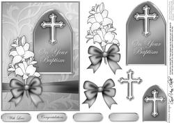 5 x 7 Baptism Metallic Greeting with 3D Decoupage