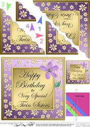 Twin Sisters Birthday Scallop Corner Side Stacker Topper