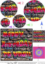 Graffiti Birthday Circle Pyramage Topper