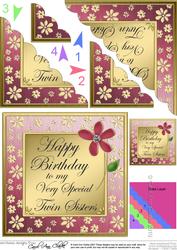 To My Twin Sisters Birthday Scallop Corner Side Stacker