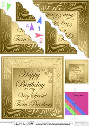 To My Twin Brothers Birthday Scallop Corner Side Stacker