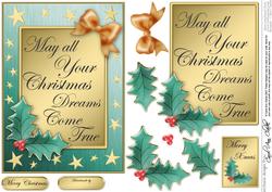 Elegant Christmas Greeting Quick Card with 3D Decoupage
