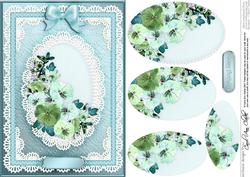 A5 Spring Flowers and Lace Quick Card with Pyramage