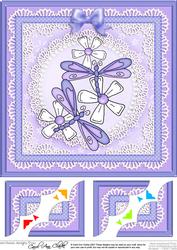 8 x 8 Dreamy Dragonflies Scalloped Corner Topper
