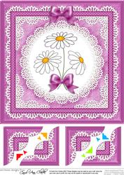 8 x 8 Denim and Daisies Scalloped Corner Topper