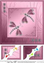 Diamante Dragonflies 8 x 8 Scalloped Corner Topper