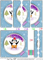 Cute Xmas Penguin Scallop Edge Side Stacker