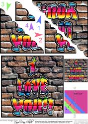 I Love You Graffiti Scallop Corner Side Stacker Topper