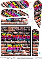 Graffiti Birthday Boy Fan Pyramage Topper