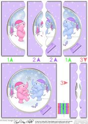 Baby Xmas Elephants Scallop Edge Side Stacker