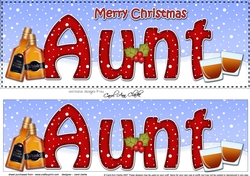 Large DL Merry Christmas AUNT with Whisky 3D decoupage