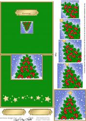 Xmas Holly Tree Easy Over the Edge Card N Spiral Pyramid