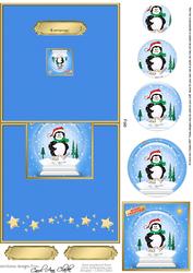 Xmas Penguin Snowglobe No-hole Over the Edge Circle Pyramid