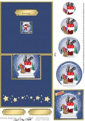Santa Stuck Snowglobe No-hole Over the Edge Circle Pyramid