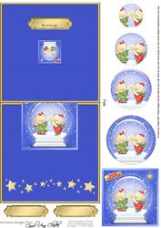 Xmas Teddies Snowglobe No-hole Over the Edge Circle Pyramid