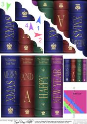 Merry Christmas Books Scallop Corner Side Stacker Topper
