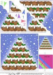 Christmas Pudding Tree Scallop Corner Side Stacker Topper