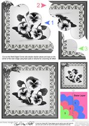 Pansy on Butterfly Lace Shell Edged Corner Side Stacker