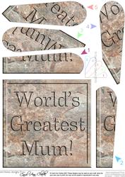 Worlds Greatest Mum Set in Stone Fan Pyramage Topper