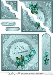 Roses and Metallic Lace Quick Card Wavy Corner Side Stacker