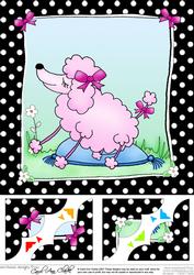 8 x 8 Cute Poodle Scalloped Corner Topper