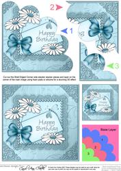Daisies on Metallic Lace Shell Edged Corner Side Stacker