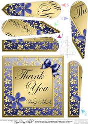 Floral Elegance Thank You Quick Card with Fan Pyramage Toppe