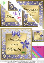 Floral Elegance Birthday Scallop Corner Side Stacker Topper