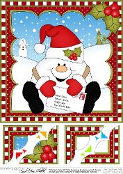 Image of cup312016_359 - Christmas Snowball Sam 8 x 8 Scalloped Corner Topper