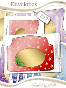 Elegant Christmas Greeting Matching 5 x 7 Envelope Kit