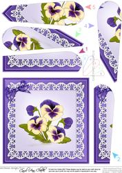 Pansy on Butterfly Lace Fan Pyramage Topper