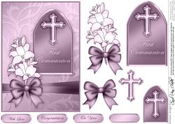 5 x 7 First Communion Metallic Greeting with 3D Decoupage