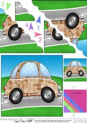 Funky Graffiti Car - Scallop Corner Stacker