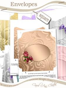 Roses and Metallic Lace Matching Square Envelope Kit