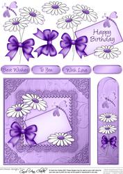 Daisies on Metallic Lace Quick Card with 3D Decoupage