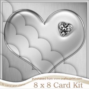 8 x 8 Silver Enamel Heart Kit with Scalloped Corners