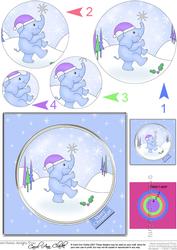 Cute Xmas Elephant Circle Pyramage Topper