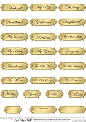Metallic His, Hers and Lovers Greetings Text Plates