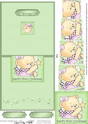 Cute Hunney Bear Rosie has a Christmas Star - No-Hole Easy Over the Edge Card & Spiral Pyramid Topper