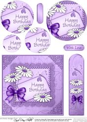 Daisies on Metallic Lace Quick Card with Circle Pyramage