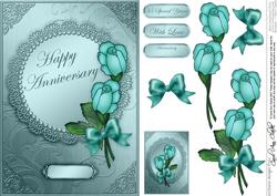 A5 Emerald Wedding Anniversary Quick Card with 3D Decoupage