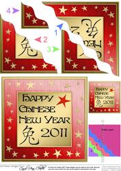 Elegant Chinese New Year Wavy Corner Side Stacker Topper