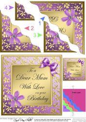 Floral Elegance Birthday Mum Wavy Corner Side Stacker Topper