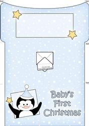 Xmas Penguin Baby's 1st Christmas Money or Gift Wallet Card