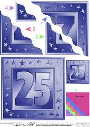 25th Bright Metallic Age Wavy Corner Side Stacker Topper